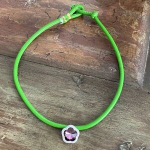 Leather green cord necklace